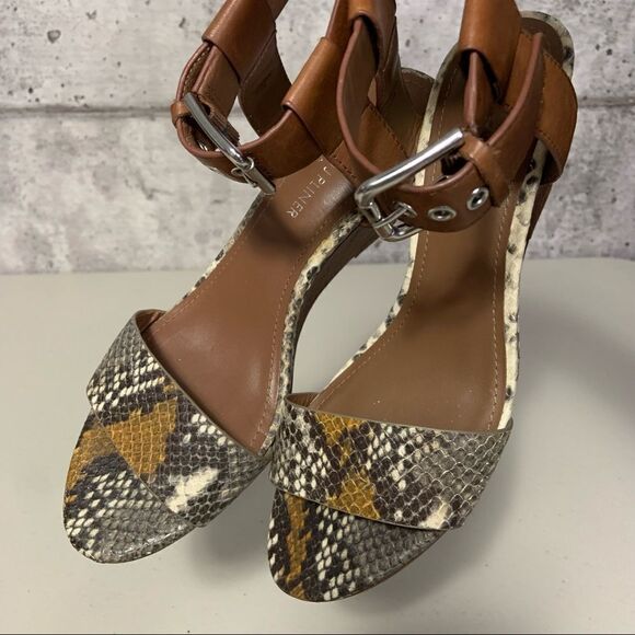 DONALD J pliner paras snakeskin print leather wedge ankle strap sandals - Picture 3 of 14